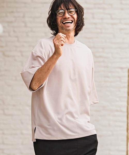 CAMBIO(カンビオ)の「mt10482- 梨地ビッグシルエットTシャツ(HLCM0268)(Tシャツ/カットソー・メンズ・チャコール/ベージュ/ブラック・XL/L/M)」の3枚目の写真