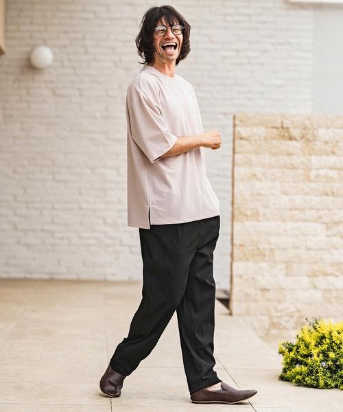 CAMBIO(カンビオ)の「mt10482- 梨地ビッグシルエットTシャツ(HLCM0268)(Tシャツ/カットソー・メンズ・チャコール/ベージュ/ブラック・XL/L/M)」の5枚目の写真