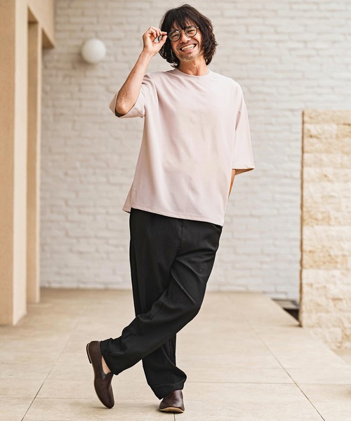 CAMBIO(カンビオ)の「mt10482- 梨地ビッグシルエットTシャツ(HLCM0268)(Tシャツ/カットソー・メンズ・チャコール/ベージュ/ブラック・XL/L/M)」の6枚目の写真