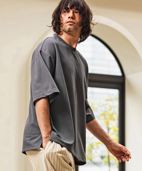 CAMBIO(カンビオ)の「mt10482- 梨地ビッグシルエットTシャツ(HLCM0268)(Tシャツ/カットソー・メンズ・チャコール/ベージュ/ブラック・XL/L/M)」の7枚目の写真