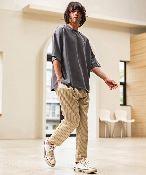 CAMBIO(カンビオ)の「mt10482- 梨地ビッグシルエットTシャツ(HLCM0268)(Tシャツ/カットソー・メンズ・チャコール/ベージュ/ブラック・XL/L/M)」の9枚目の写真
