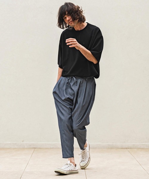 CAMBIO(カンビオ)の「mt10482- 梨地ビッグシルエットTシャツ(HLCM0268)(Tシャツ/カットソー・メンズ・チャコール/ベージュ/ブラック・XL/L/M)」の14枚目の写真