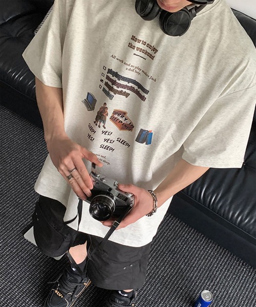 WESTBOY(ウエストボーイ)の「Y2K レトロ英字プリント Tシャツ WO26S8TP04(Tシャツ/カットソー・メンズ・ライトグレー/ブラック・L/XL/M)」の3枚目の写真