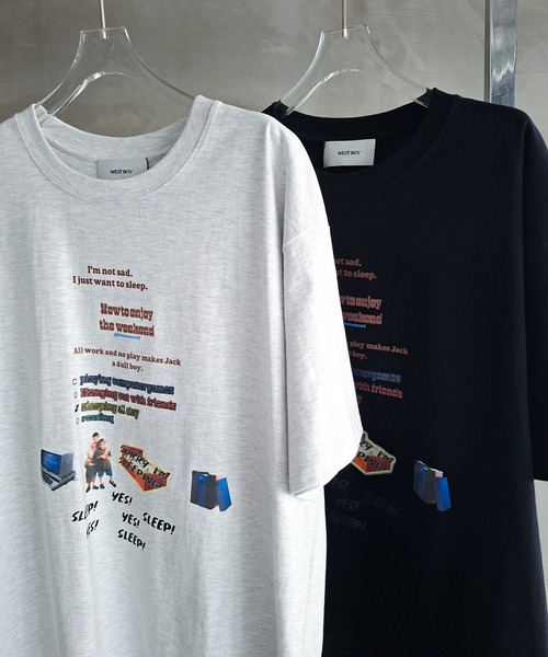 WESTBOY(ウエストボーイ)の「Y2K レトロ英字プリント Tシャツ WO26S8TP04(Tシャツ/カットソー・メンズ・ライトグレー/ブラック・L/XL/M)」の9枚目の写真