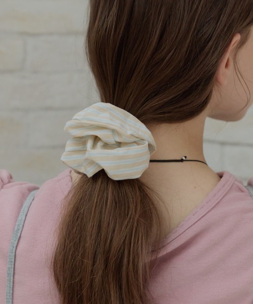 GIUNON(ジウノン)の「pastel stripe scrunchie / パステルストライプシュシュ(シュシュ・レディース・ピンク/ブルー/ベージュ/ライトブルー・FREE)」の5枚目の写真