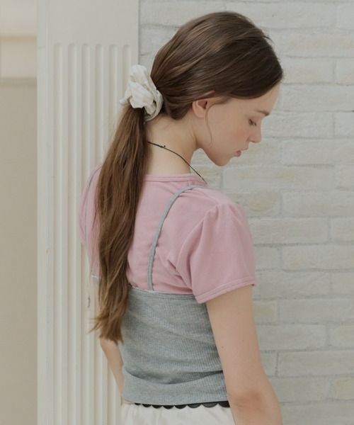 GIUNON(ジウノン)の「pastel stripe scrunchie / パステルストライプシュシュ(シュシュ・レディース・ピンク/ブルー/ベージュ/ライトブルー・FREE)」の6枚目の写真
