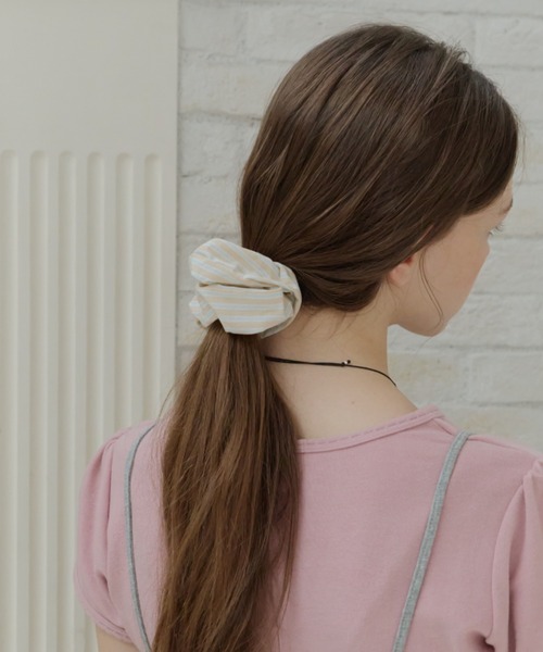 GIUNON(ジウノン)の「pastel stripe scrunchie / パステルストライプシュシュ(シュシュ・レディース・ピンク/ブルー/ベージュ/ライトブルー・FREE)」の8枚目の写真