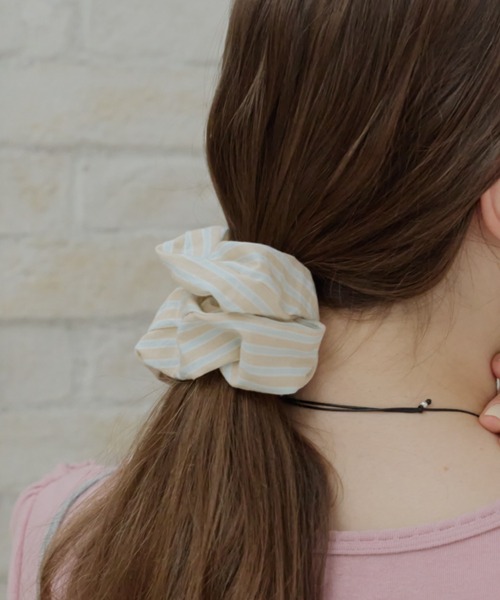 GIUNON(ジウノン)の「pastel stripe scrunchie / パステルストライプシュシュ(シュシュ・レディース・ピンク/ブルー/ベージュ/ライトブルー・FREE)」の9枚目の写真
