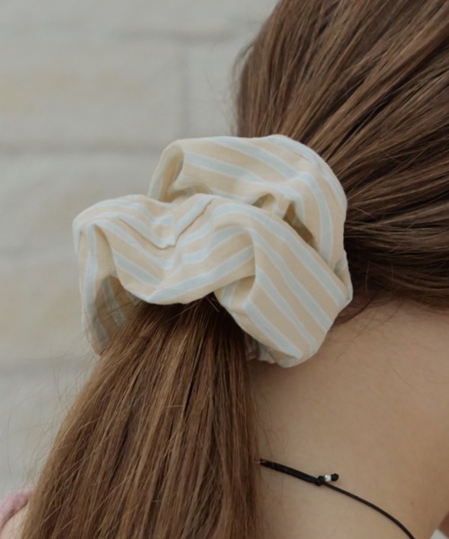 GIUNON(ジウノン)の「pastel stripe scrunchie / パステルストライプシュシュ(シュシュ・レディース・ピンク/ブルー/ベージュ/ライトブルー・FREE)」の10枚目の写真