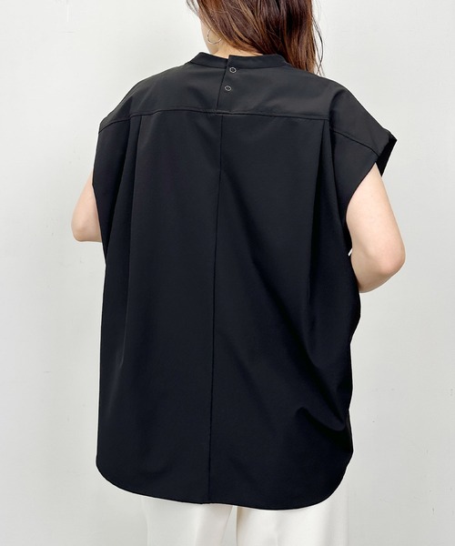 Lo-Fi(ローファイ)の「【セットアップ可能】裾ドロスト付きフレンチスリーブプルオーバー(Tシャツ/カットソー・レディース・ブラック・M)」の4枚目の写真