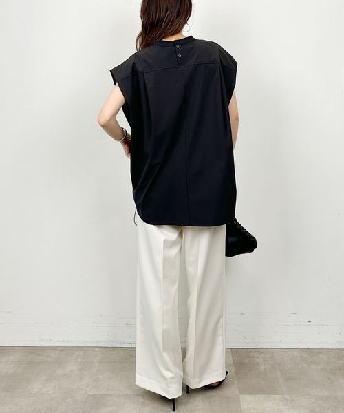Lo-Fi(ローファイ)の「【セットアップ可能】裾ドロスト付きフレンチスリーブプルオーバー(Tシャツ/カットソー・レディース・ブラック・M)」の8枚目の写真