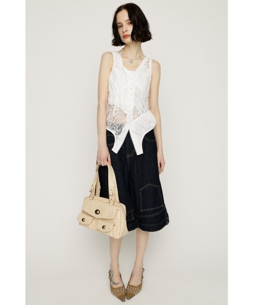 SLY(スライ)の「ASYMMETRY PATCHWORK LACE GILET アシンメトリーパッチワークレースジレ 春服 夏服(シャツ/ブラウス・レディース・オフホワイト/ブラック・FREE)」の16枚目の写真
