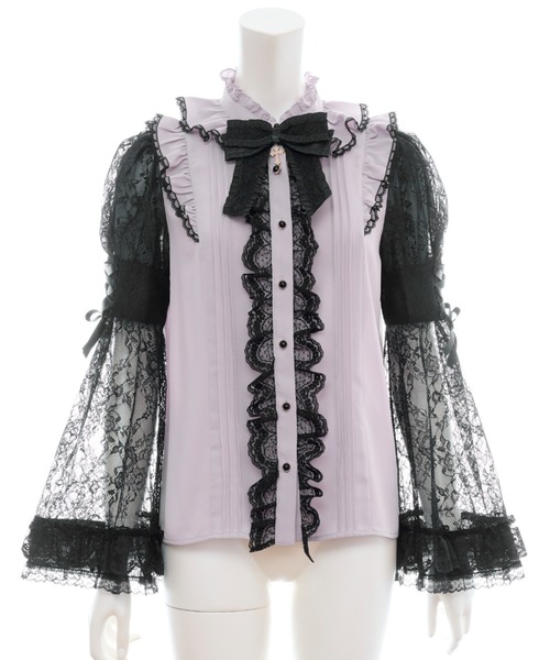 Secret Honey(シークレットハニー)の「レースフレア袖スタンドカラーブラウス(シャツ/ブラウス・レディース・ブラック/グレー/オフホワイト・MEDIUM)」の16枚目の写真