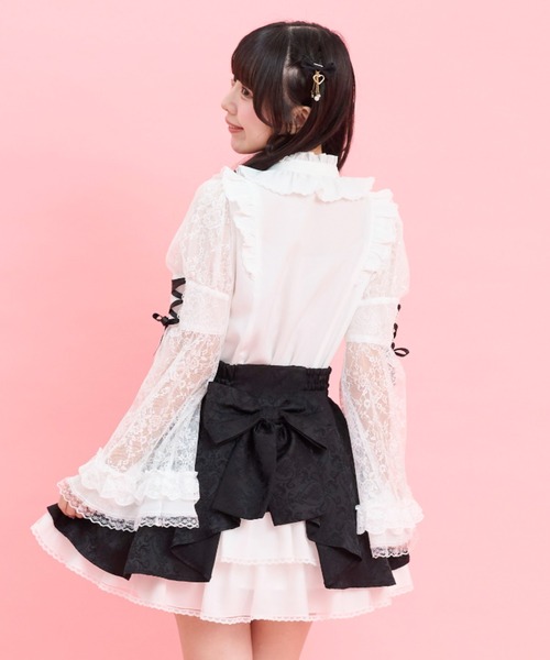 Secret Honey(シークレットハニー)の「レースフレア袖スタンドカラーブラウス(シャツ/ブラウス・レディース・ブラック/グレー/オフホワイト・MEDIUM)」の9枚目の写真