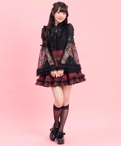 Secret Honey(シークレットハニー)の「レースフレア袖スタンドカラーブラウス(シャツ/ブラウス・レディース・ブラック/グレー/オフホワイト・MEDIUM)」の12枚目の写真