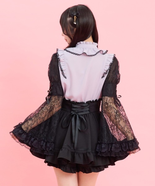Secret Honey(シークレットハニー)の「レースフレア袖スタンドカラーブラウス(シャツ/ブラウス・レディース・ブラック/グレー/オフホワイト・MEDIUM)」の11枚目の写真
