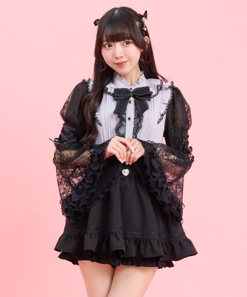 Secret Honey(シークレットハニー)の「レースフレア袖スタンドカラーブラウス(シャツ/ブラウス・レディース・ブラック/グレー/オフホワイト・MEDIUM)」の10枚目の写真