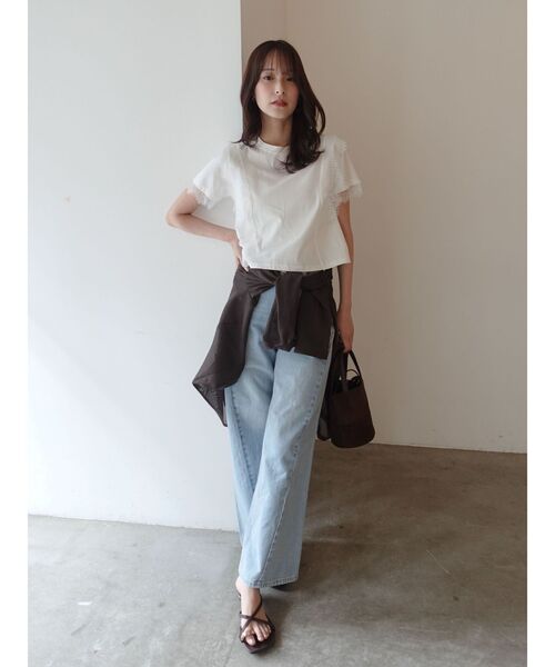 LAGUNAMOON(ラグナムーン)の「レースドッキングTシャツ 【夏服】(Tシャツ/カットソー・レディース・グレー/ホワイト/ブラック・FREE)」の6枚目の写真