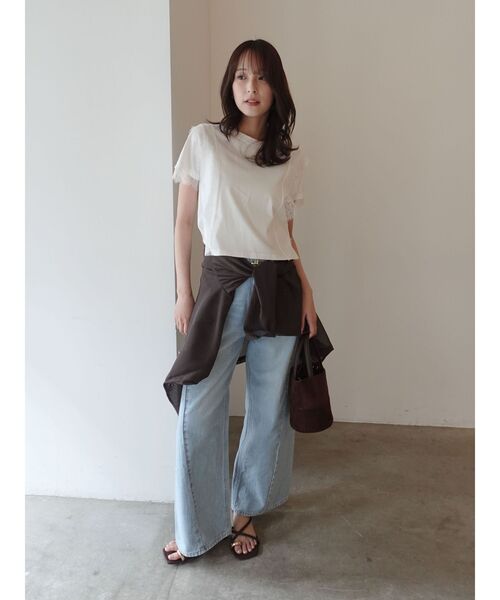 LAGUNAMOON(ラグナムーン)の「レースドッキングTシャツ 【夏服】(Tシャツ/カットソー・レディース・グレー/ホワイト/ブラック・FREE)」の7枚目の写真