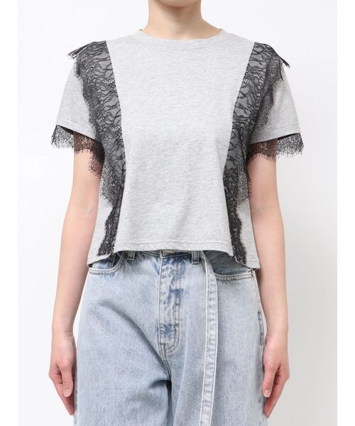 LAGUNAMOON(ラグナムーン)の「レースドッキングTシャツ 【夏服】(Tシャツ/カットソー・レディース・グレー/ホワイト/ブラック・FREE)」の12枚目の写真