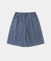 banding denim shorts indigo blue