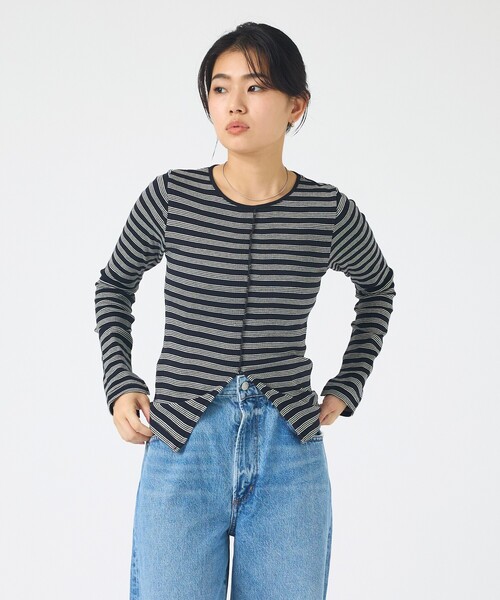 MILLER(ミラー)の「【Robert P.Miller / ロバートピーミラー】Prib Slit PO パネルリブスリットカットソー/ロンT(Tシャツ/カットソー・レディース・ブラウン/ブラック・フリー)」の18枚目の写真