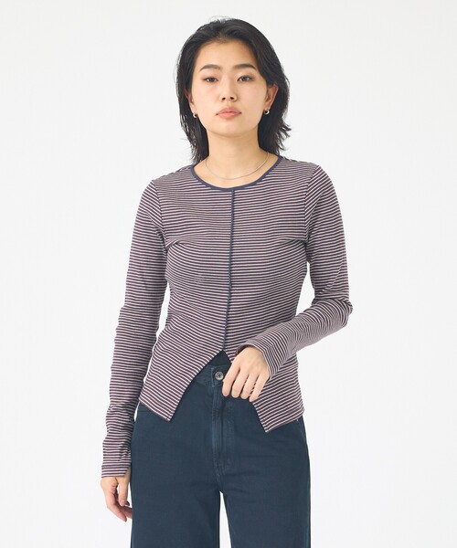 MILLER(ミラー)の「【Robert P.Miller / ロバートピーミラー】Prib Slit PO パネルリブスリットカットソー/ロンT(Tシャツ/カットソー・レディース・ブラウン/ブラック・フリー)」の21枚目の写真
