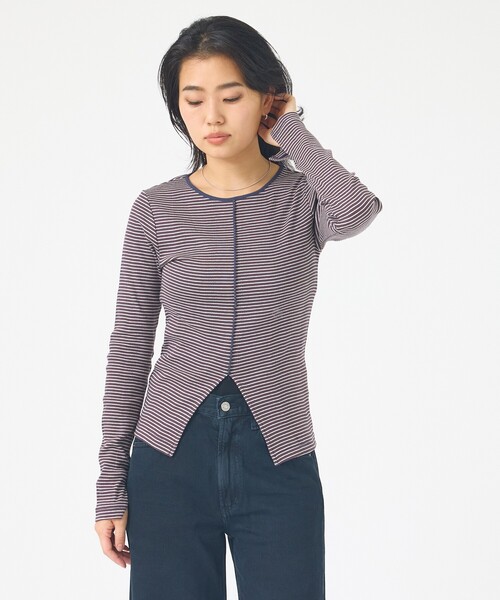 MILLER(ミラー)の「【Robert P.Miller / ロバートピーミラー】Prib Slit PO パネルリブスリットカットソー/ロンT(Tシャツ/カットソー・レディース・ブラウン/ブラック・フリー)」の22枚目の写真