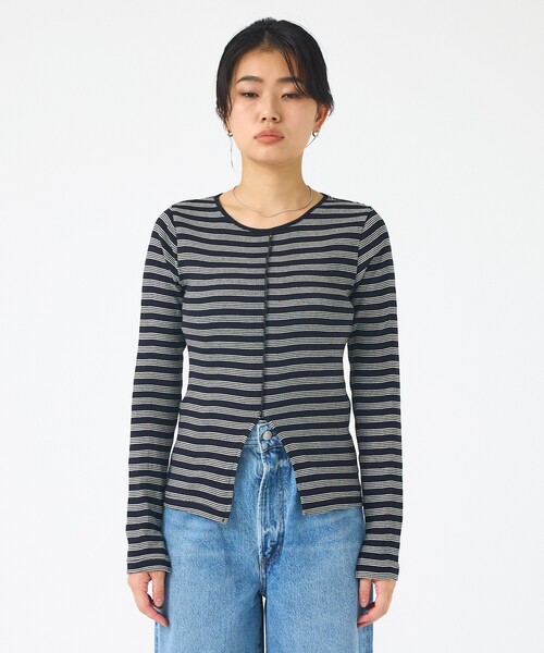 MILLER(ミラー)の「【Robert P.Miller / ロバートピーミラー】Prib Slit PO パネルリブスリットカットソー/ロンT(Tシャツ/カットソー・レディース・ブラウン/ブラック・フリー)」の9枚目の写真
