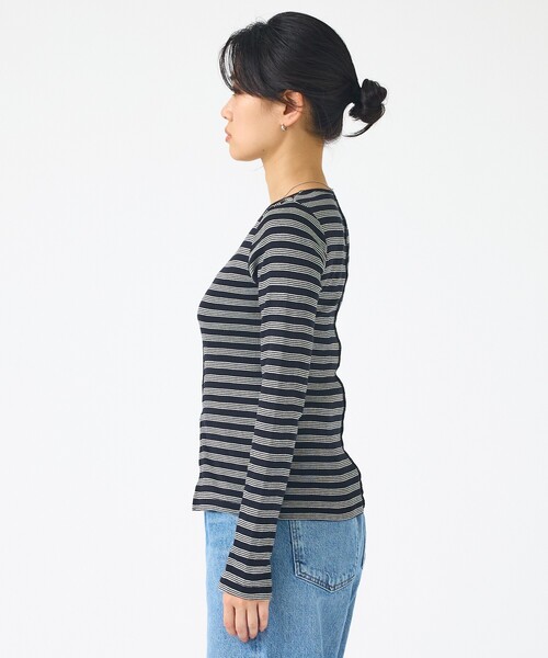 MILLER(ミラー)の「【Robert P.Miller / ロバートピーミラー】Prib Slit PO パネルリブスリットカットソー/ロンT(Tシャツ/カットソー・レディース・ブラウン/ブラック・フリー)」の10枚目の写真