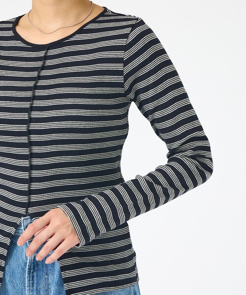 MILLER(ミラー)の「【Robert P.Miller / ロバートピーミラー】Prib Slit PO パネルリブスリットカットソー/ロンT(Tシャツ/カットソー・レディース・ブラウン/ブラック・フリー)」の13枚目の写真