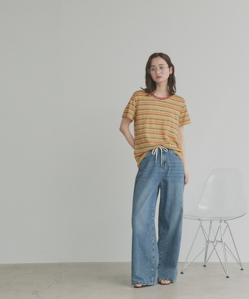 ad thie(アドティエ)の「マルチボーダー Tシャツ(Tシャツ/カットソー・レディース・イエロー/ピンク・FREE)」の3枚目の写真