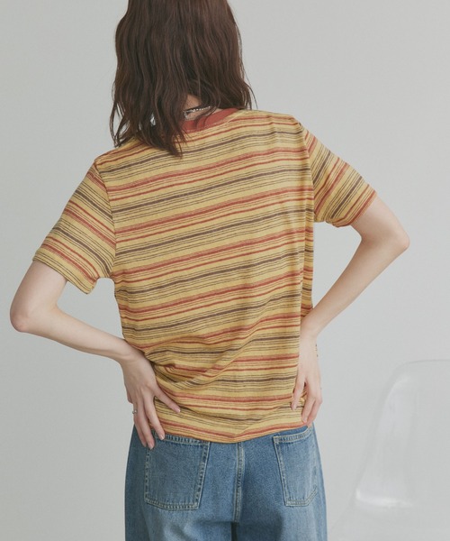 ad thie(アドティエ)の「マルチボーダー Tシャツ(Tシャツ/カットソー・レディース・イエロー/ピンク・FREE)」の7枚目の写真