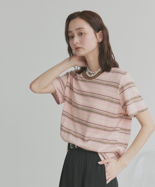 ad thie(アドティエ)の「マルチボーダー Tシャツ(Tシャツ/カットソー・レディース・イエロー/ピンク・FREE)」の12枚目の写真