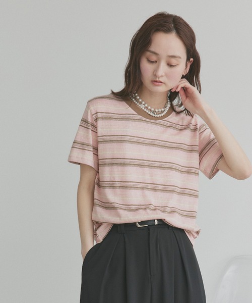 ad thie(アドティエ)の「マルチボーダー Tシャツ(Tシャツ/カットソー・レディース・イエロー/ピンク・FREE)」の14枚目の写真