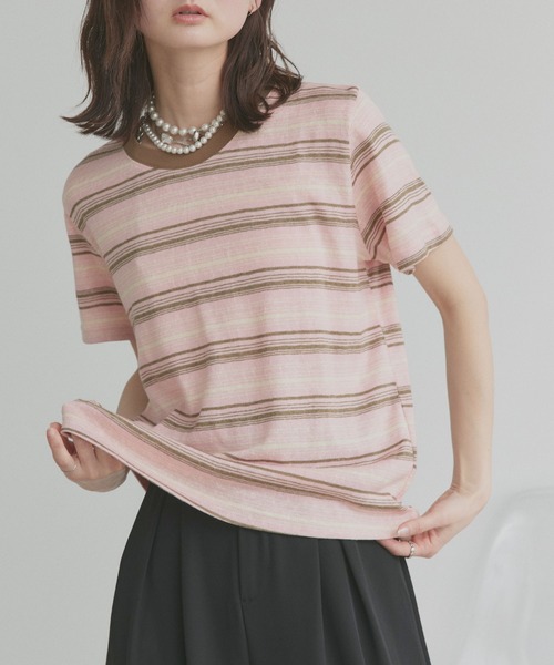 ad thie(アドティエ)の「マルチボーダー Tシャツ(Tシャツ/カットソー・レディース・イエロー/ピンク・FREE)」の15枚目の写真