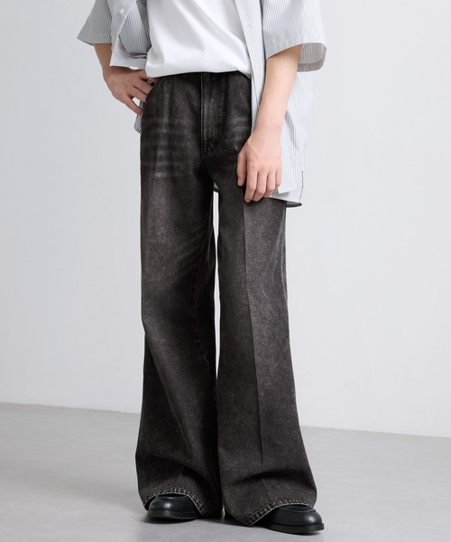 EMMA CLOTHES(エマクローズ)の「ヴィンテージ加工セミフレアデニムパンツ(デニムパンツ・メンズ・ネイビー/オフホワイト/グレー/ブルー/ブラック・S/M/L)」の1枚目の写真