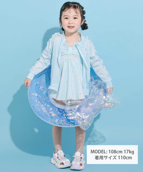 SLAP SLIP(スラップスリップ)の「フリルライン裾ギャザーラッシュガード(90~130cm)(ラッシュガード・キッズ・パープル/ブルー・120cm/90cm/130cm/100cm/110cm)」の3枚目の写真