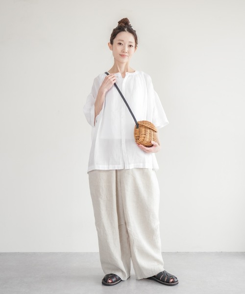 solamonat poche(ソラモナポッシェ)の「Rリネンタックトラウザー(その他パンツ・レディース・カーキ/キナリ/ブラック・2)」の2枚目の写真