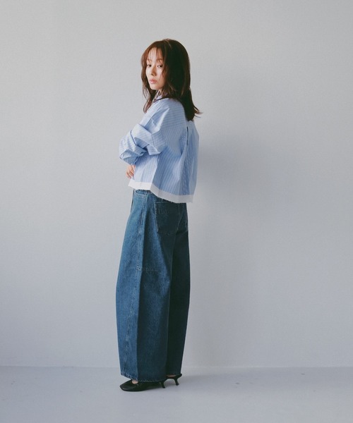 N WITH.（エヌウィズ）の「レイヤードロングスリーブシャツ（シャツ/ブラウス・レディース・ブルー/ホワイト・MEDIUM/SMALL）」の5枚目の写真