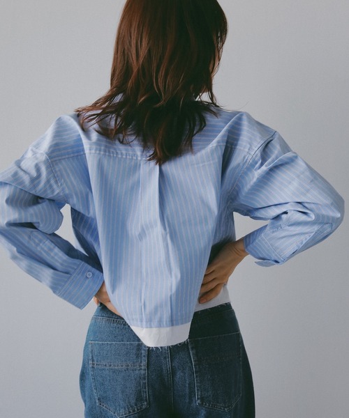 N WITH.（エヌウィズ）の「レイヤードロングスリーブシャツ（シャツ/ブラウス・レディース・ブルー/ホワイト・MEDIUM/SMALL）」の6枚目の写真
