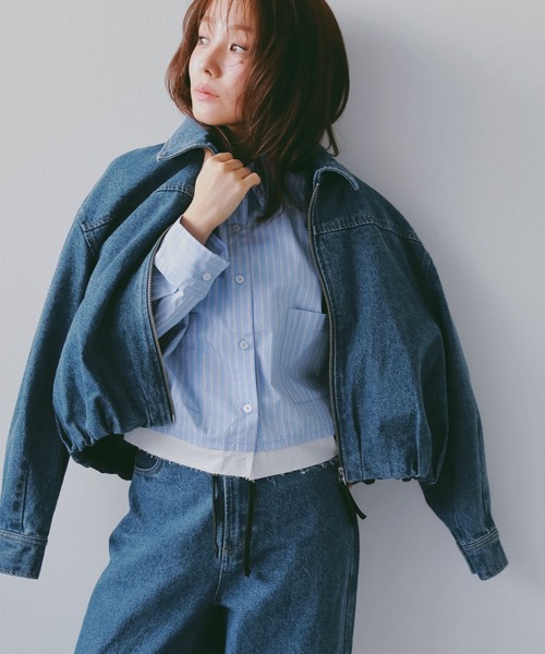 N WITH.（エヌウィズ）の「レイヤードロングスリーブシャツ（シャツ/ブラウス・レディース・ブルー/ホワイト・MEDIUM/SMALL）」の8枚目の写真