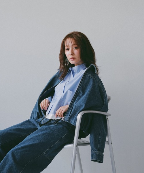 N WITH.（エヌウィズ）の「レイヤードロングスリーブシャツ（シャツ/ブラウス・レディース・ブルー/ホワイト・MEDIUM/SMALL）」の9枚目の写真