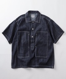 【86】【HOUSTON/ヒューストン】USAコットン デニム プルオーバー 半袖シャツ アメカジ