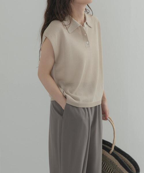 URBAN RESEARCH DOORS(アーバンリサーチドアーズ)の「『WEB限定』フレンチスリーブポロニット(ニット/セーター・レディース・ベージュ/レッド/ブラック・FREE)」の13枚目の写真