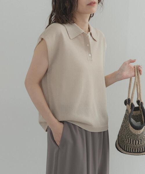 URBAN RESEARCH DOORS(アーバンリサーチドアーズ)の「『WEB限定』フレンチスリーブポロニット(ニット/セーター・レディース・ベージュ/レッド/ブラック・FREE)」の17枚目の写真