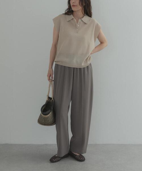 URBAN RESEARCH DOORS（アーバンリサーチドアーズ）の「『WEB限定』フレンチスリーブポロニット（ニット/セーター・レディース・ベージュ/レッド/ブラック・FREE）」の5枚目の写真