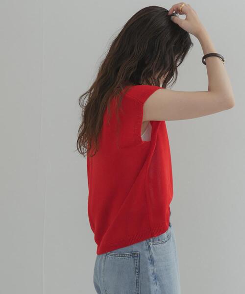 URBAN RESEARCH DOORS（アーバンリサーチドアーズ）の「『WEB限定』フレンチスリーブポロニット（ニット/セーター・レディース・ベージュ/レッド/ブラック・FREE）」の9枚目の写真