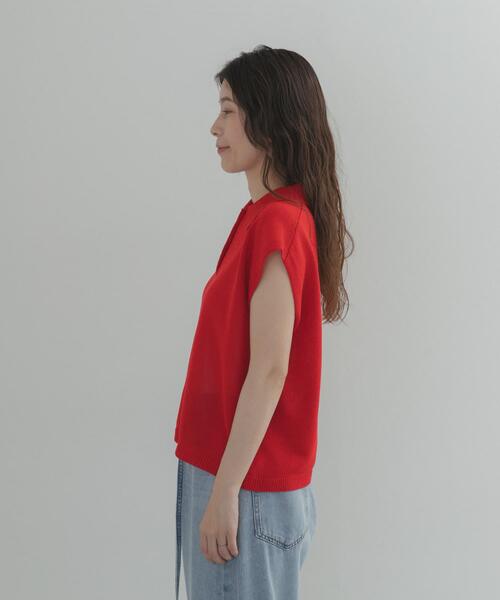 URBAN RESEARCH DOORS（アーバンリサーチドアーズ）の「『WEB限定』フレンチスリーブポロニット（ニット/セーター・レディース・ベージュ/レッド/ブラック・FREE）」の16枚目の写真