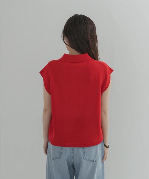URBAN RESEARCH DOORS（アーバンリサーチドアーズ）の「『WEB限定』フレンチスリーブポロニット（ニット/セーター・レディース・ベージュ/レッド/ブラック・FREE）」の17枚目の写真